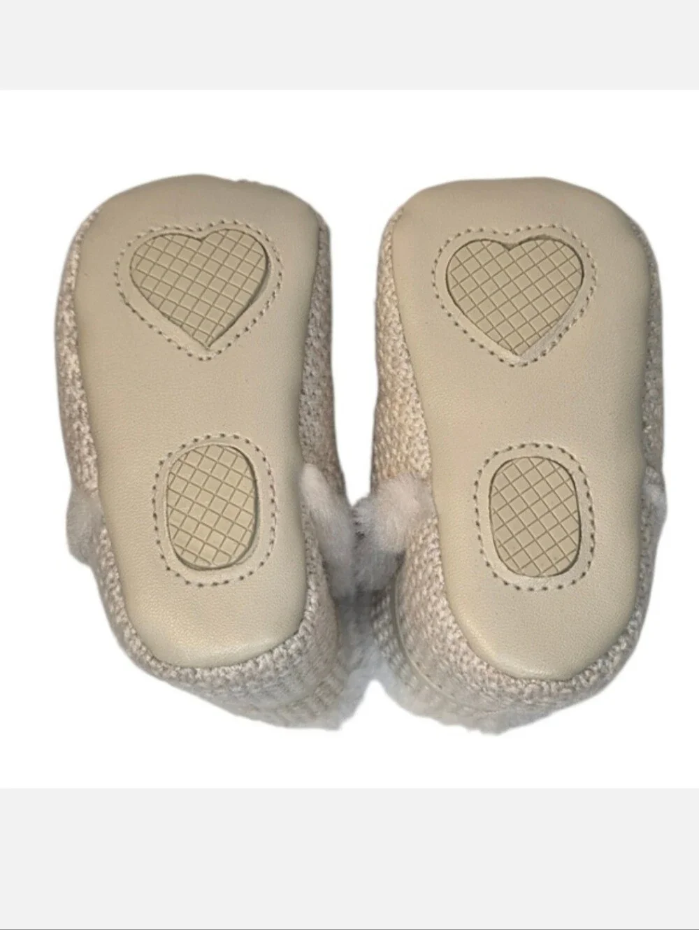 Baby Booties Cream White Faux Fur Knit Bow Accent Girls Boots Kids Shoes 5m - 7m